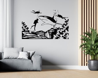 Scuba Diving Wall Decal Scuba Diving Wall Art Diver Wall Sticker SG1350