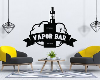 Vapor Bar Logo Wall Decal | Smoke Shop Vinyl Graphic | Window Decor | SG1385