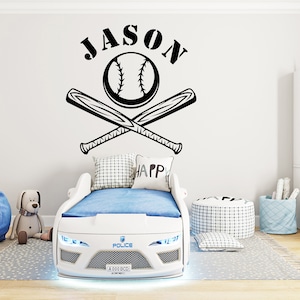 Baseball Wall Decal Personalized Gifts Softball Wall Sticker Custom Name Sports Kids Room Wall Decal 1026EZ