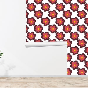 60s 70s Retro Wallpaper Floral Wallpaper Vintage Wallpaper Seamless Wall Decor Vintage Printed Removable Self Adhesive Wallpaper 628EZ