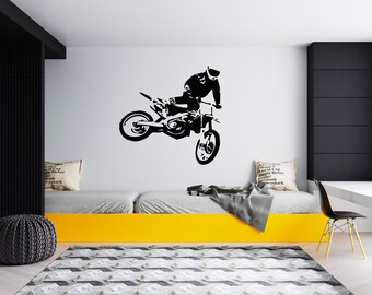 Motocross Wall Decal Dirt Bike Rider Wall Sticker Motorcycle Wall Decor SG 2005