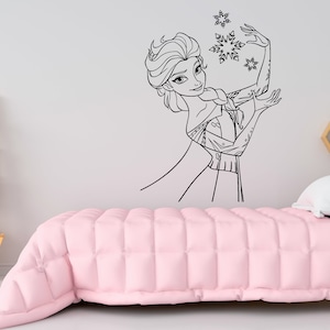 Princess Elsa and Anna Wall Decal  Frozen Wall Decor Cartoon Wall Sticker  Wall Decor for Girls Bedroom  SG529
