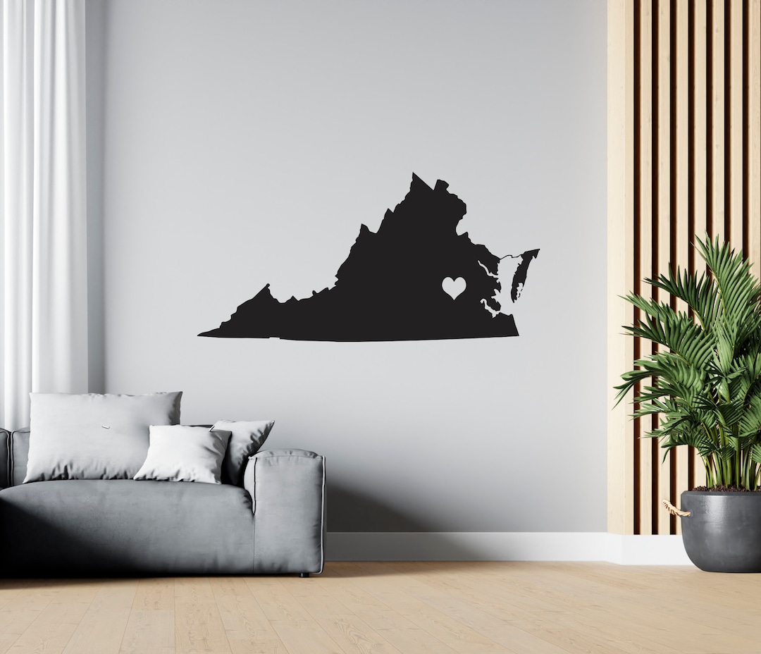 VIRGINIA US Map Wall Decal USA State Wall Decal Map Wall Sticker Sg ...