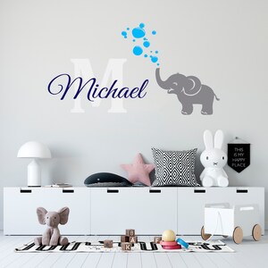 Personalized Name Wall Decal Elephant  Wall Decal  Custom Name Wall Decal  Decal for Nursery SG472