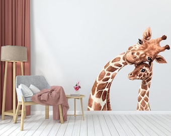 Giraffe Wall Decal Giraffe Wall art Animal Wall decor Animals decal Wall Safari Funny stickers House Decor Living room Wall Decals 1206EZ