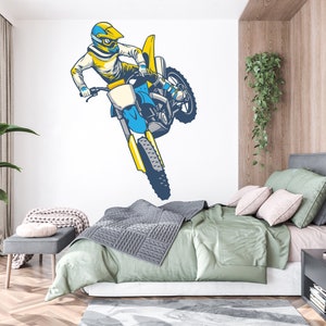 Motocross Wall Decal Dirt Bike Rider Wall Sticker Motorcycle Wall Decor Wall Stickers Nursery Bedroom Decor 645EZ