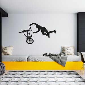BMX Bike Wall Decal Bicycle Wall Sticker  Bike Wall Decor For Boys Room SG 995