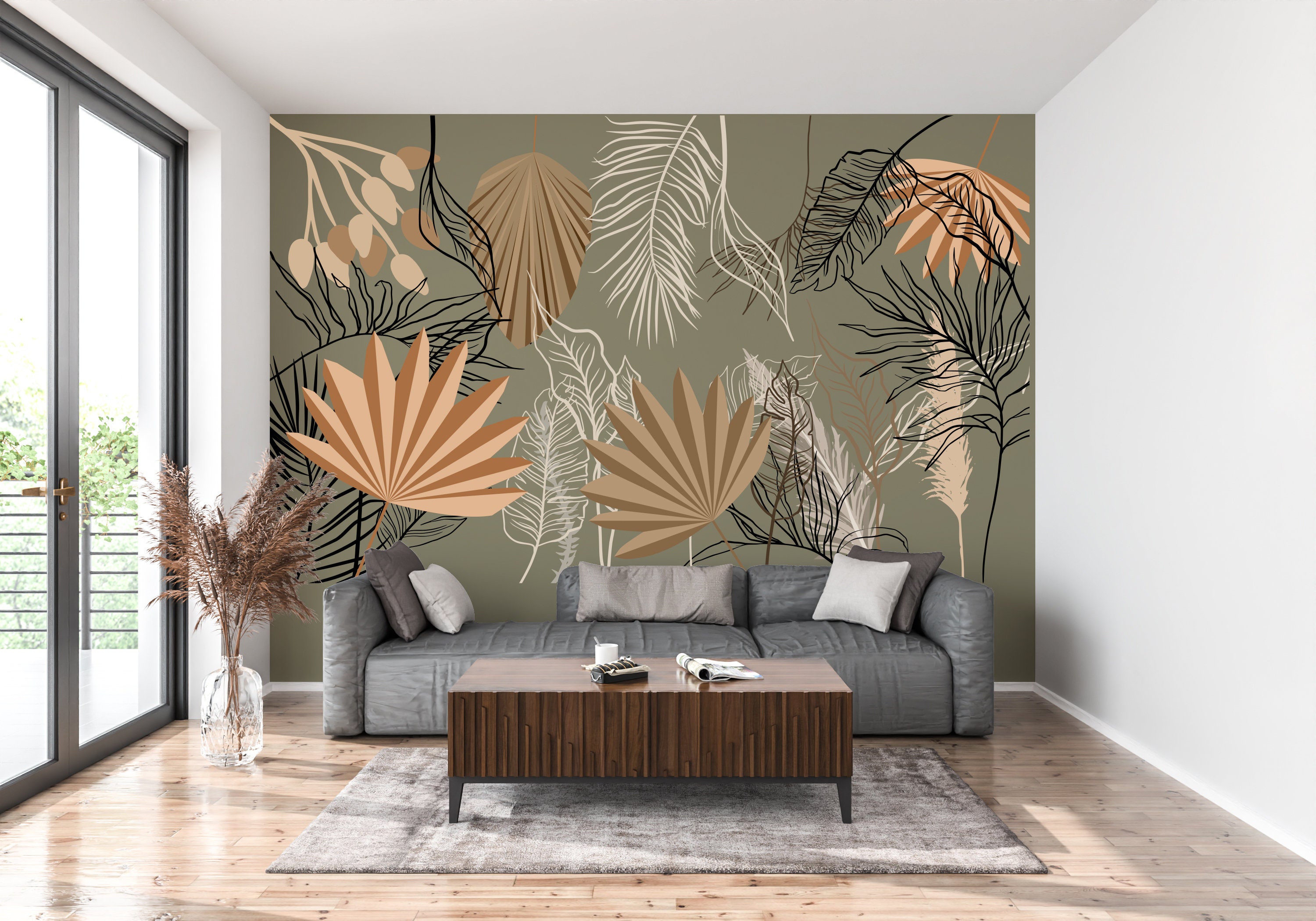 Palm Boho Wall Decal Boho Wall Art Modern Boho Wall Decals Etsy