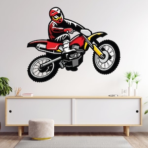 Motocross Wall Decal Dirt Bike Rider Wall Sticker Motorcycle Wall Decor Wall Stickers Nursery Bedroom Decor 643EZ