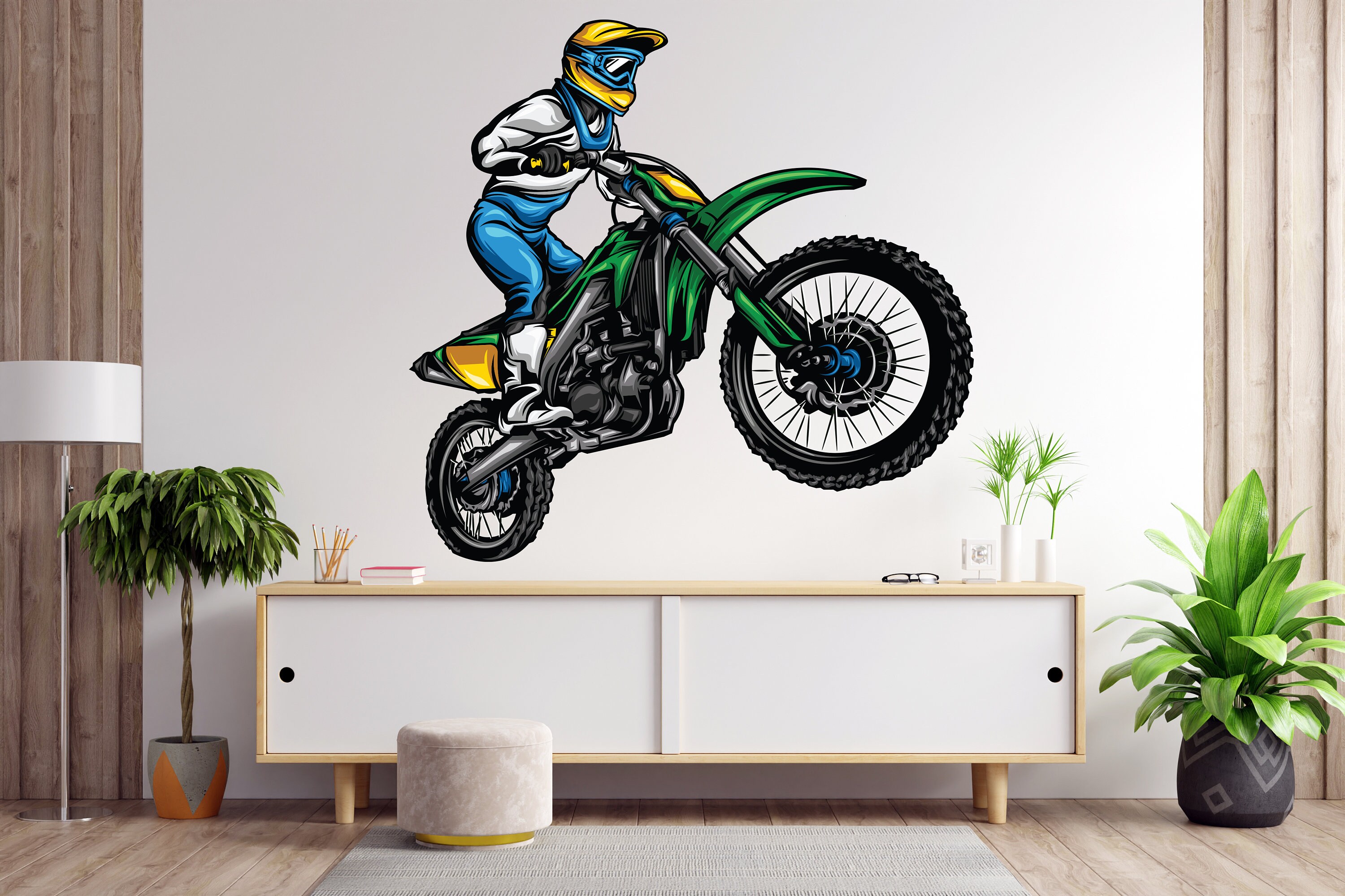 Adesivi murali crepati Murale fai da te Motocross Dirt Bike
