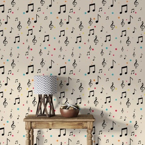 Music Notes Wallpaper Music art Fabric Wallpaper Seamless Music Notes Wall Decor Fabric Removable Self Adhesive Wallpaper 866EZ