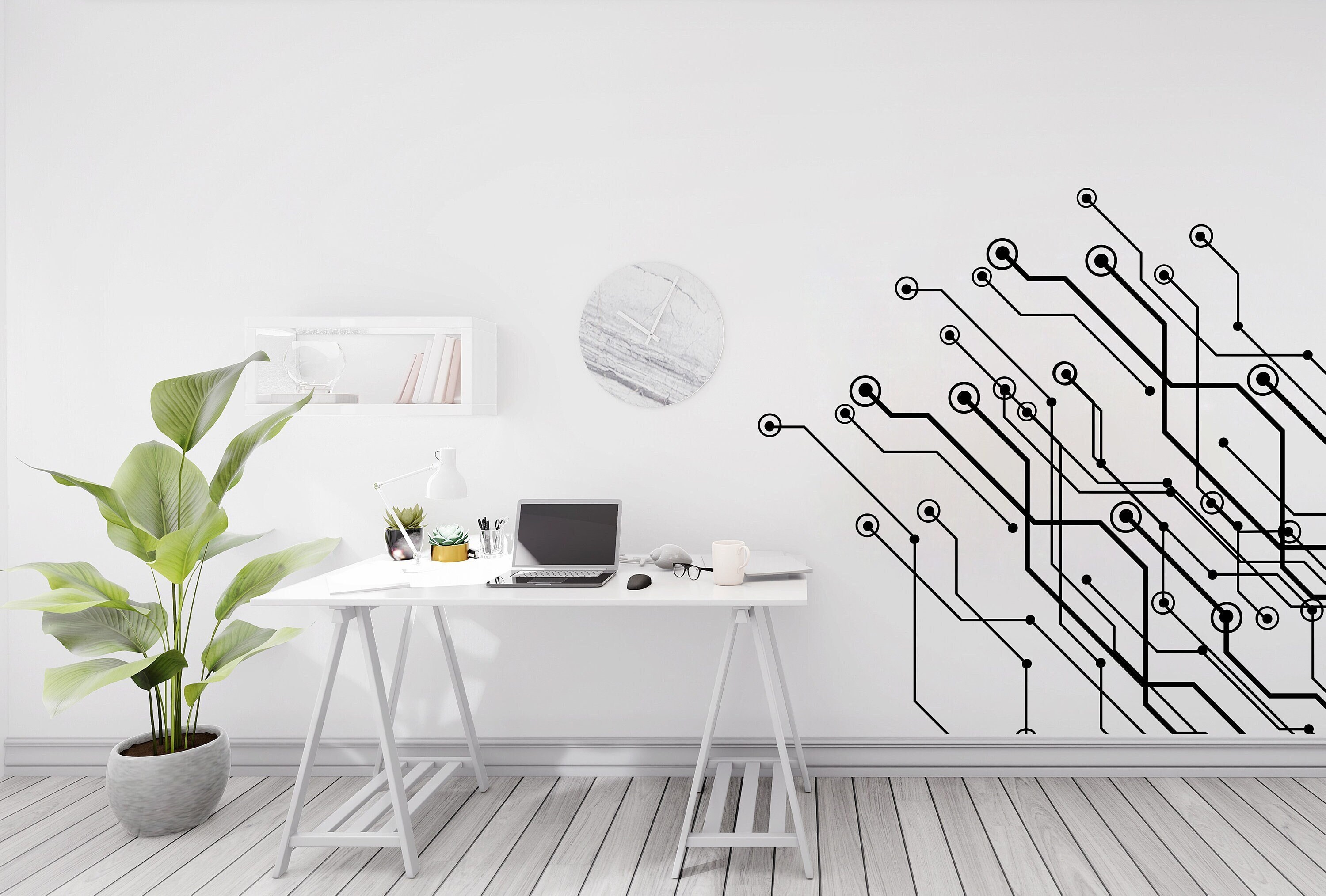 Wandtattoo „Circuit Board“ – 51x91 Cm, Dunkelblau, Vinyl-Aufkleber Für Büro & Wohnung