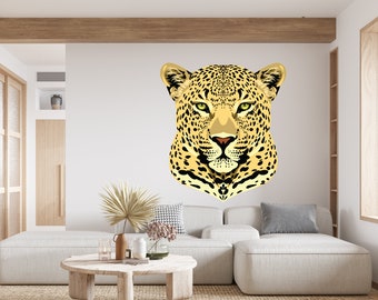 Leopard Wall Decal, Leopard Wall Art,  Leopard Head Wall Decor Leopard Wall Sticker Leopard Floral Wall Decor 1125EZ