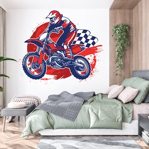 Motocross Wall Decal Dirt Bike Rider Wall Sticker Motorcycle Wall Decor Wall Stickers Nursery Bedroom Decor 646EZ