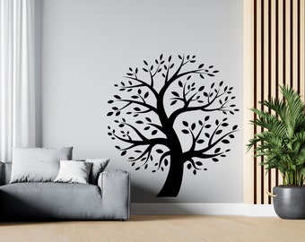 Minimalistisk trädväggdekal | Avtagbar naturvinylgrafik | Modern heminredning | SG1336