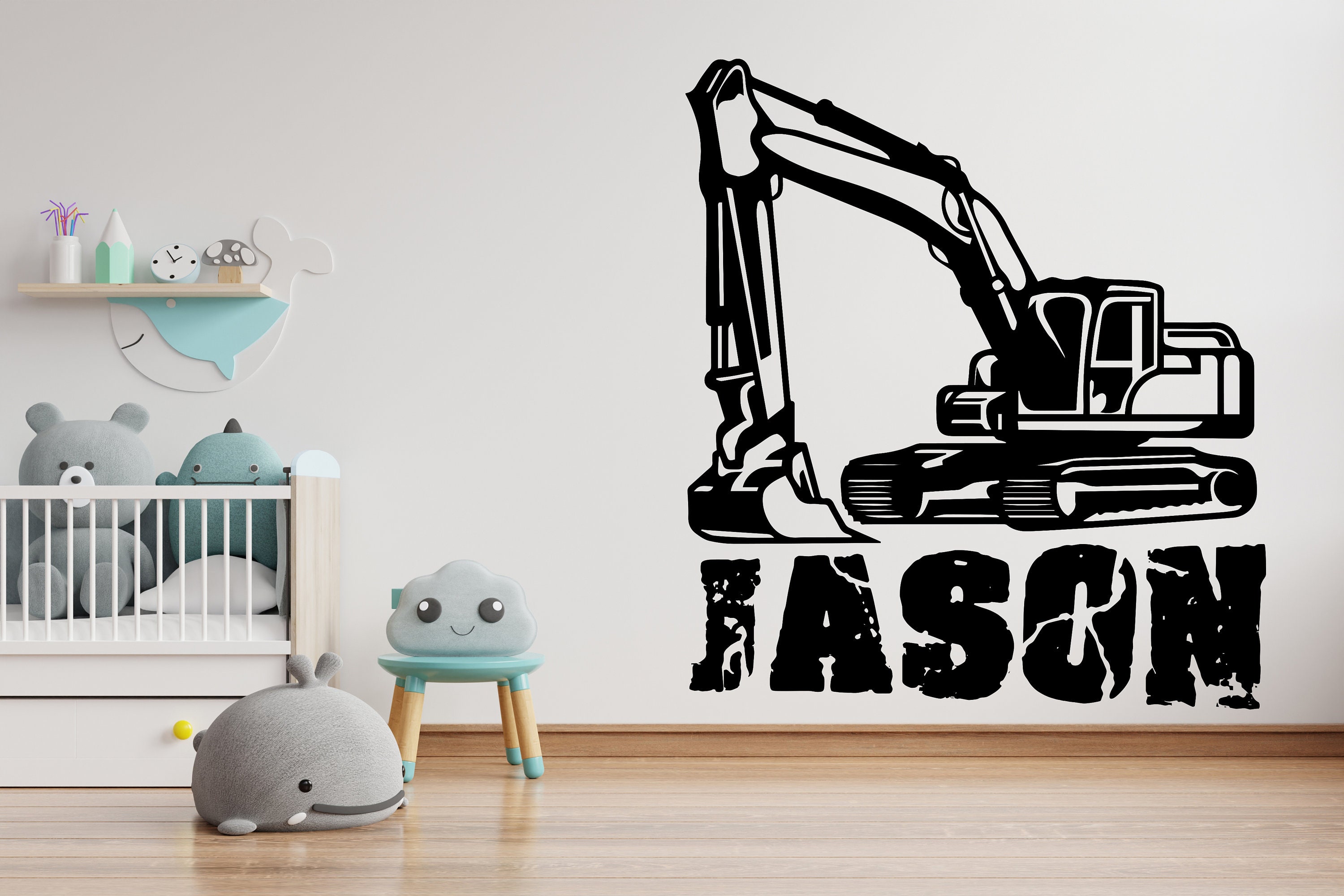 Construction Excavator Wall Decal Heavy Construction Wall Sticker ...