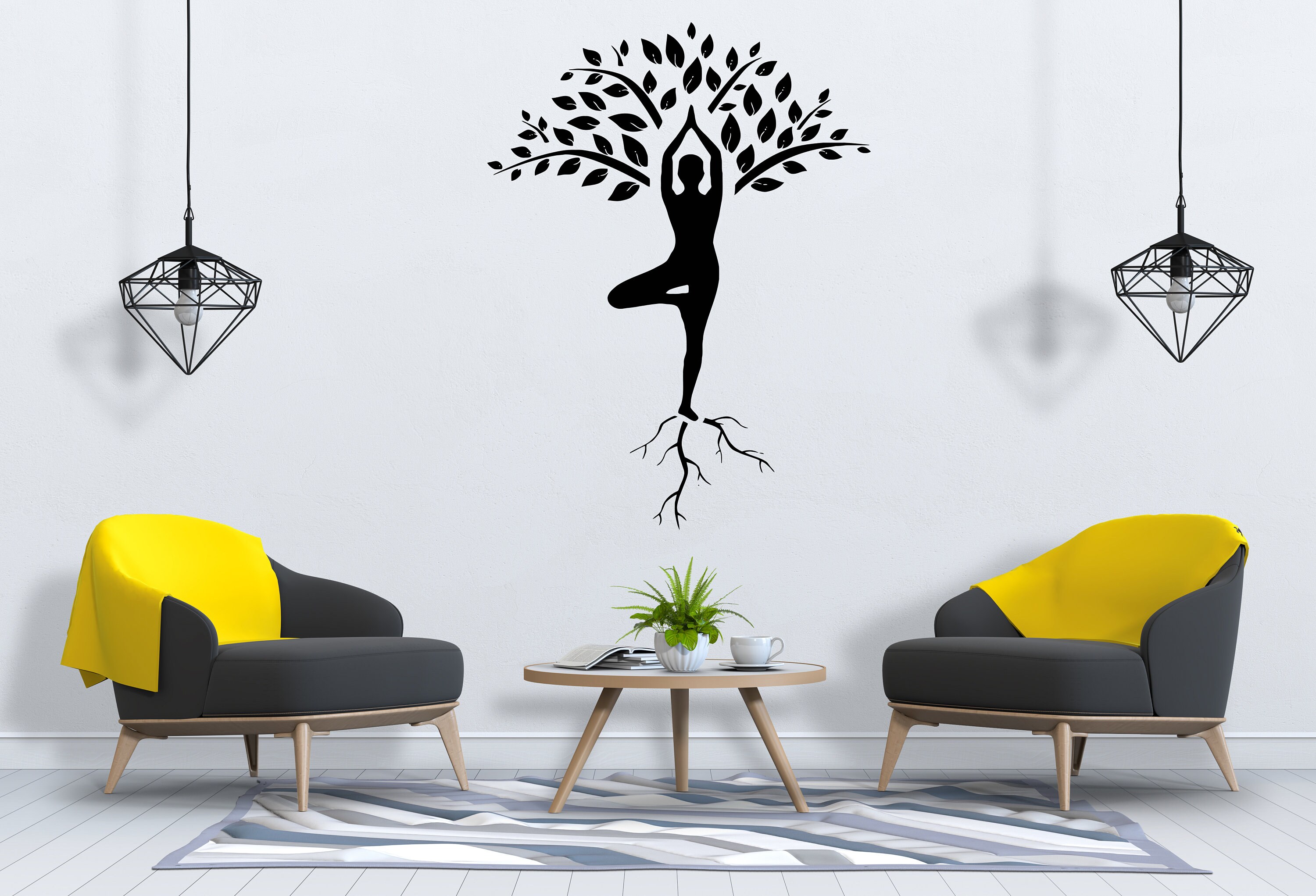 Yoga Wall Decal Yoga Pose Wall Decal Girl Yoga Wall Decor Etsy