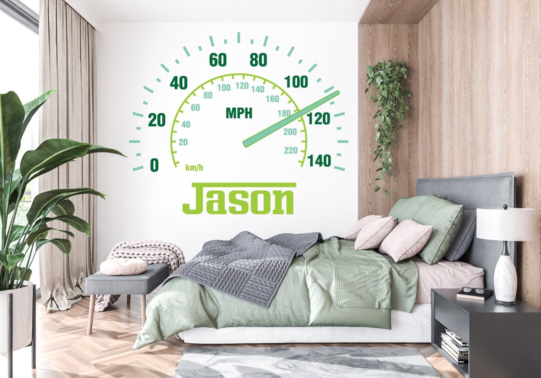 Speed Mark – Custom Name Speedometer Wall Decal | Peel & Stick 756EZ - Etsy