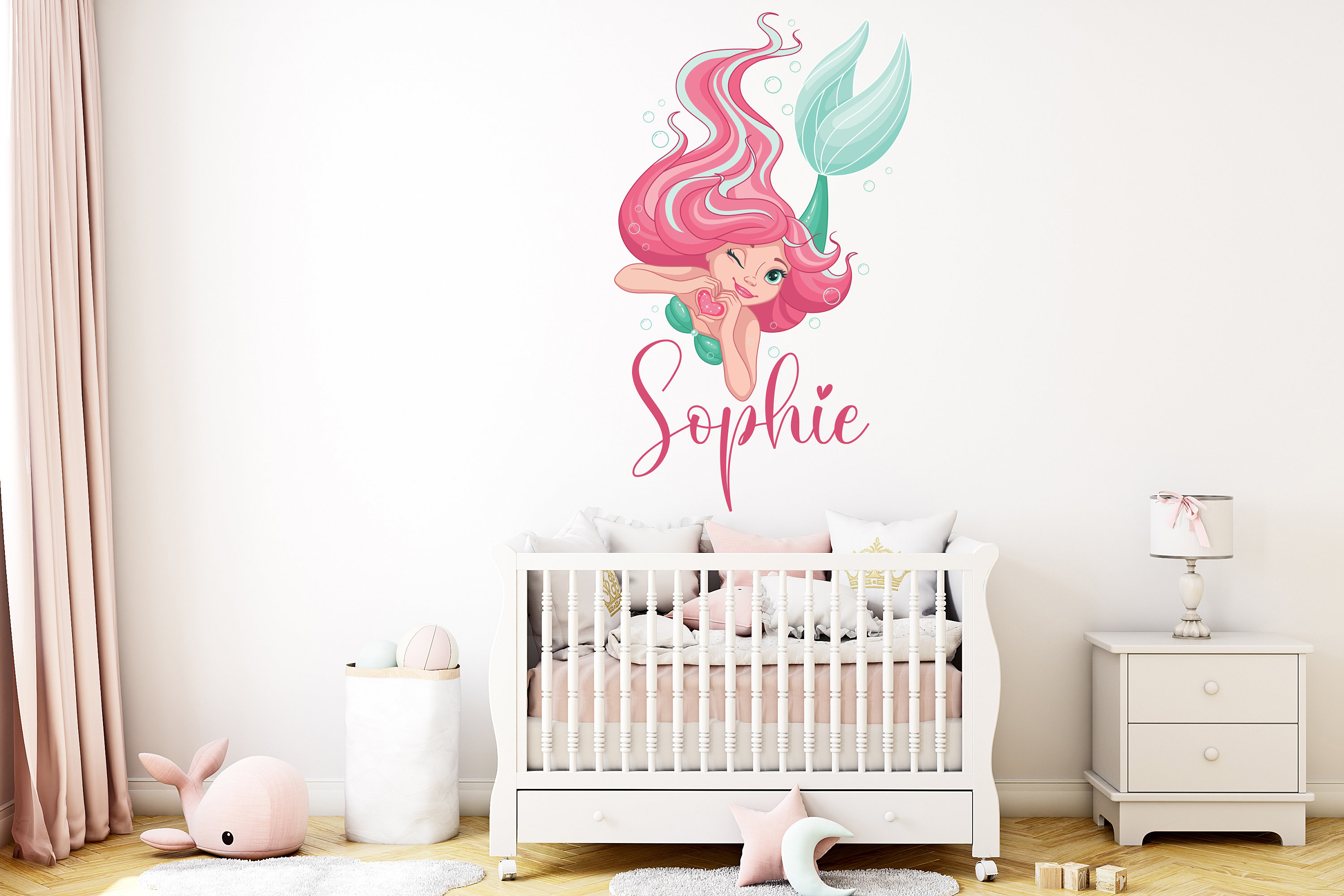 Personalized Name Mermaid Wall Decal Mermaid Wall Decor Etsy