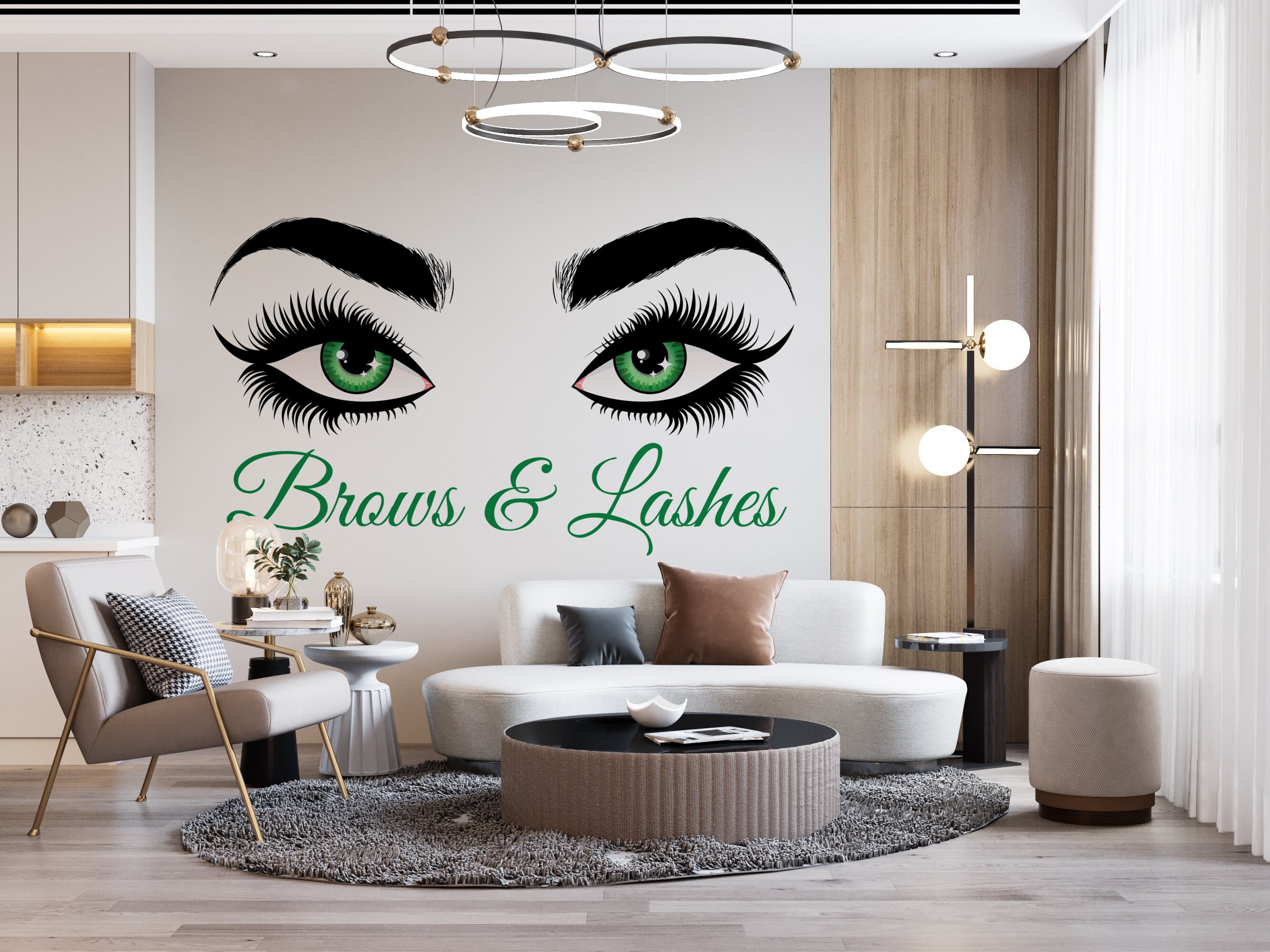 Adhesivo de pared para pestañas y cejas, extensión de pestañas, decoración  de salón de belleza, calcomanías de pared para habitación de maquillaje