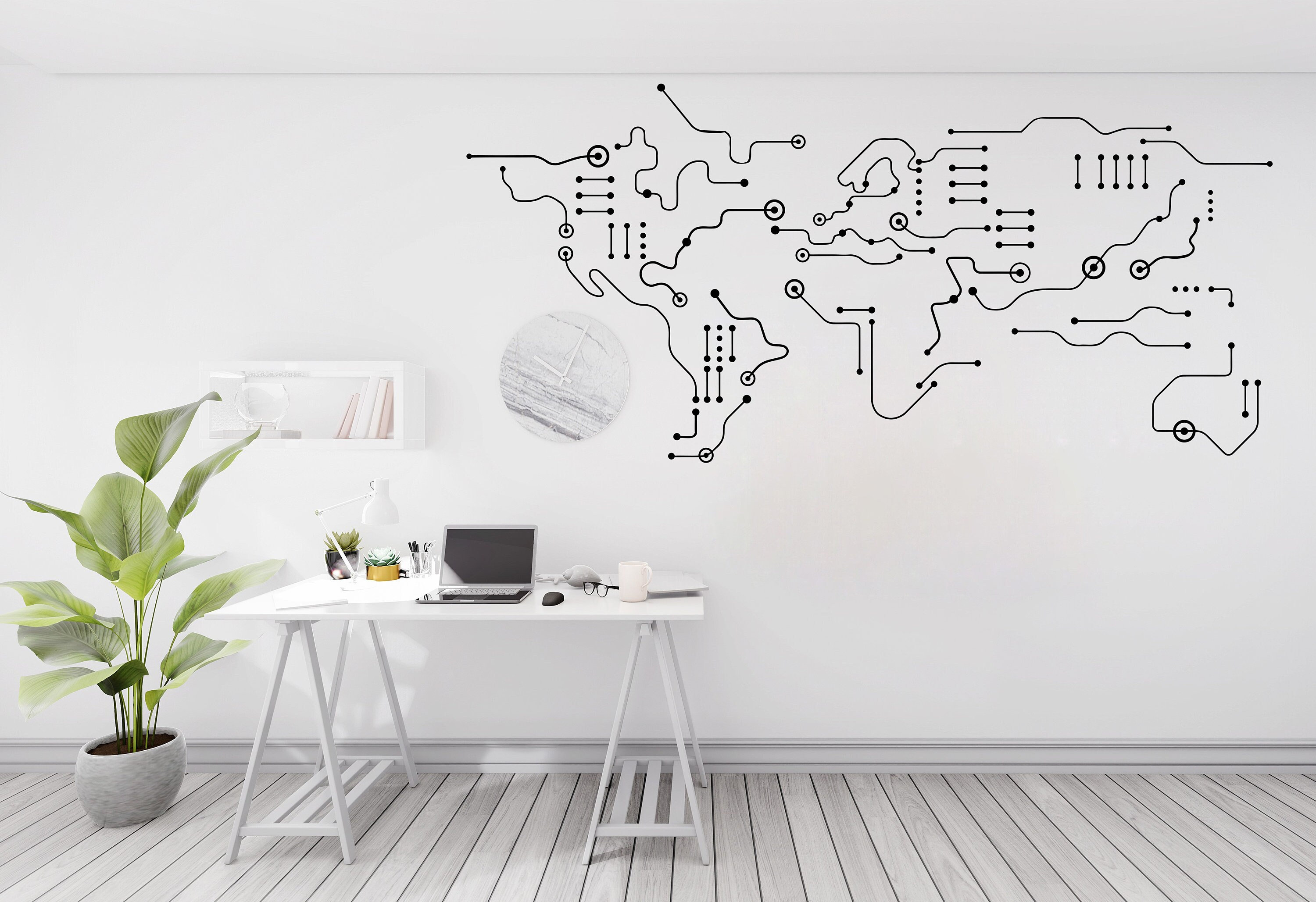 Circuit Board World Map Office Wall Art Decal Technology Etsy UK