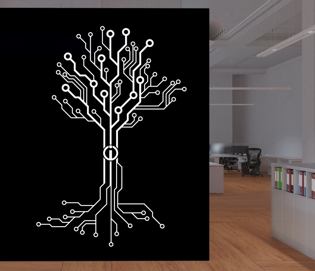 Circuit Board Office Wall Decal, Technology Vinyl Wall Art Decals ...
