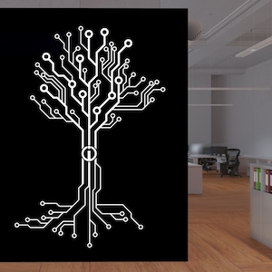Circuit Board Office Wall Decal, Technology Vinyl Wall Art Decals, Gamer Room Decal, Computer IT Decor, Software Wall Sticker Office 886SE