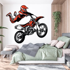 Motocross Wall Decal Dirt Bike Rider Wall Sticker Motorcycle Wall Decor Wall Stickers Nursery Bedroom Decor 639EZ
