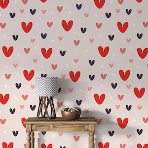 Heart Love Wallpaper Valentine art Fabric Bedroom Wallpaper Seamless Couple Room Wall Decor Fabric Removable Self Adhesive Wallpaper 1138EZ