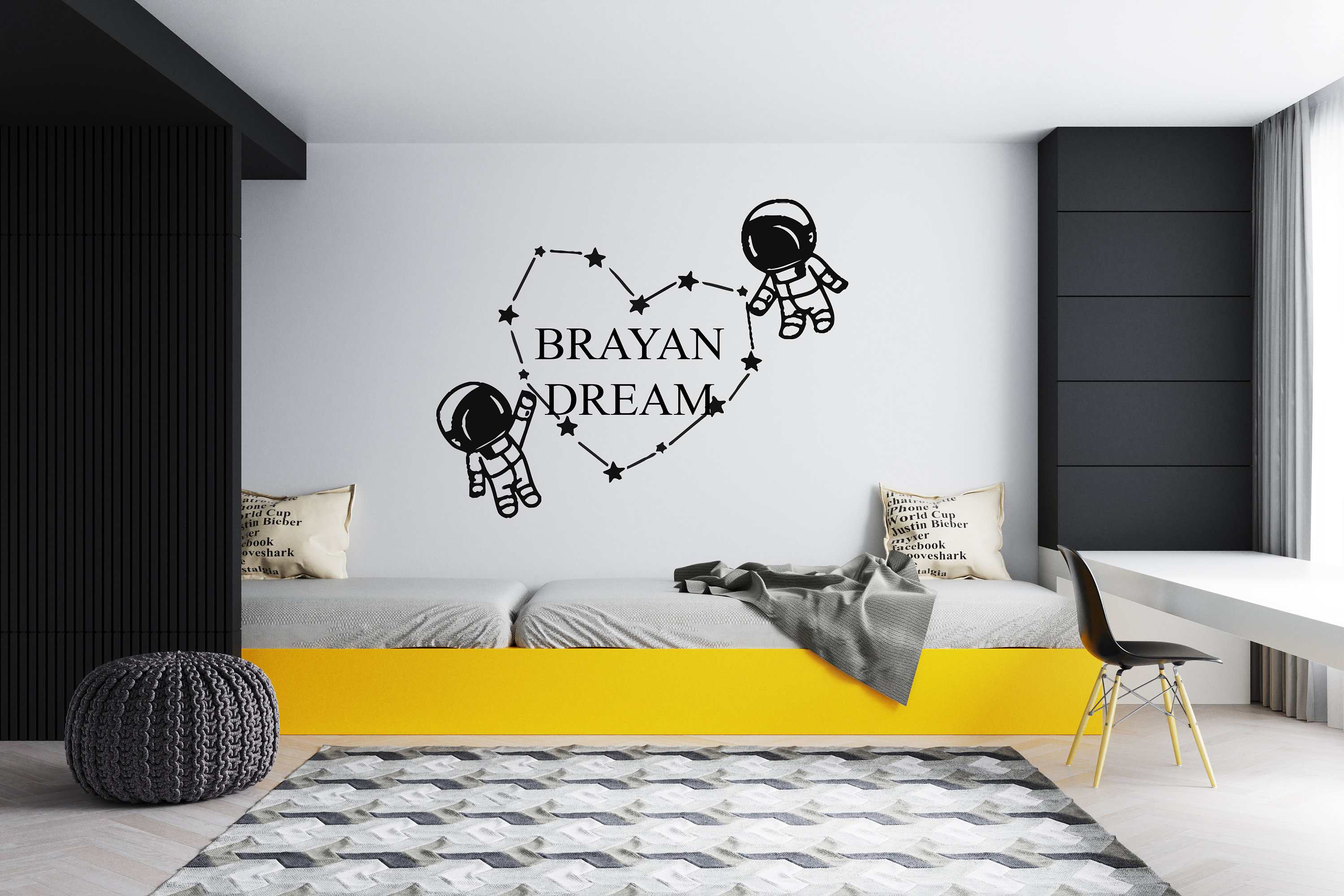 Outer Space Wall Decal Moon Stars Wall Decal Constellation Wall Sticker ...
