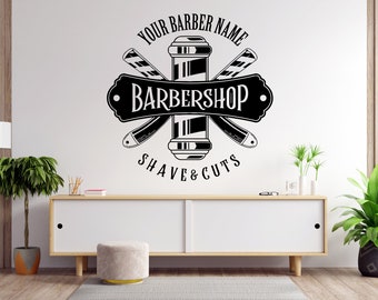 Barber Wall Decal, Barber Wall Decal, Barbershop Wall Decor, Custom Decals Razor Wall Art 1203EZ