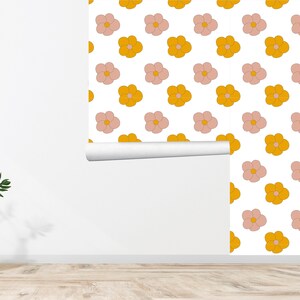 60s 70s Retro Wallpaper Floral Wallpaper Vintage Wallpaper Seamless Wall Decor Vintage Printed Removable Self Adhesive Wallpaper 632EZ