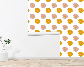 60s 70s Retro Wallpaper Papel pintado floral Papel tapiz vintage Decoración de pared sin costura Vintage Impreso Extraíble Papel tapiz autoadhesivo 632EZ