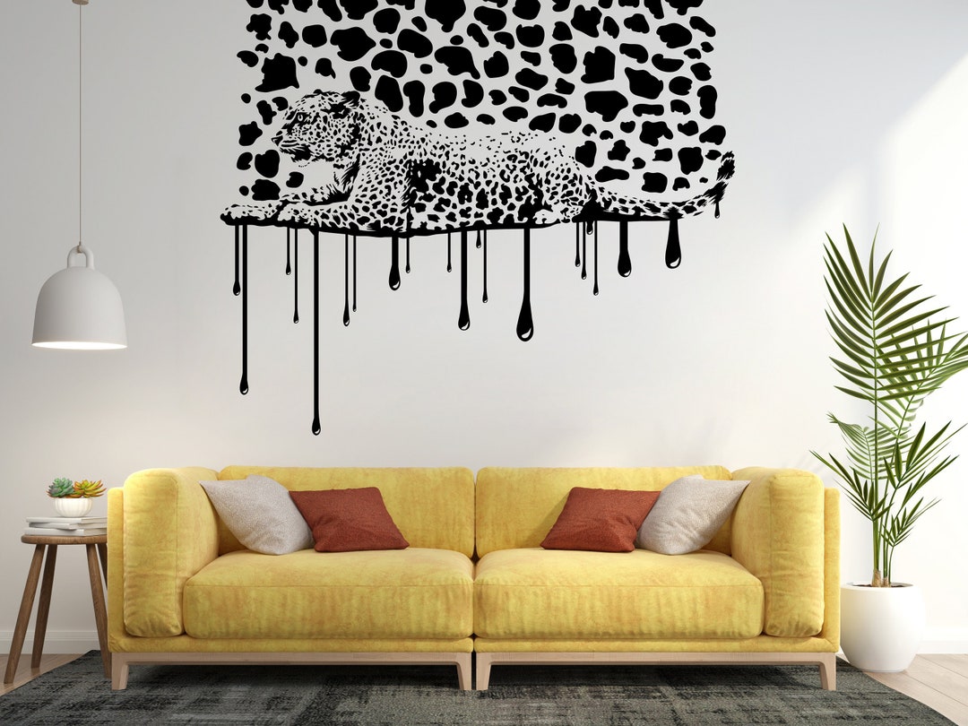 Leopard Wall Art Decal Leopard Wall Art Drippy Leopard Wall Decor ...
