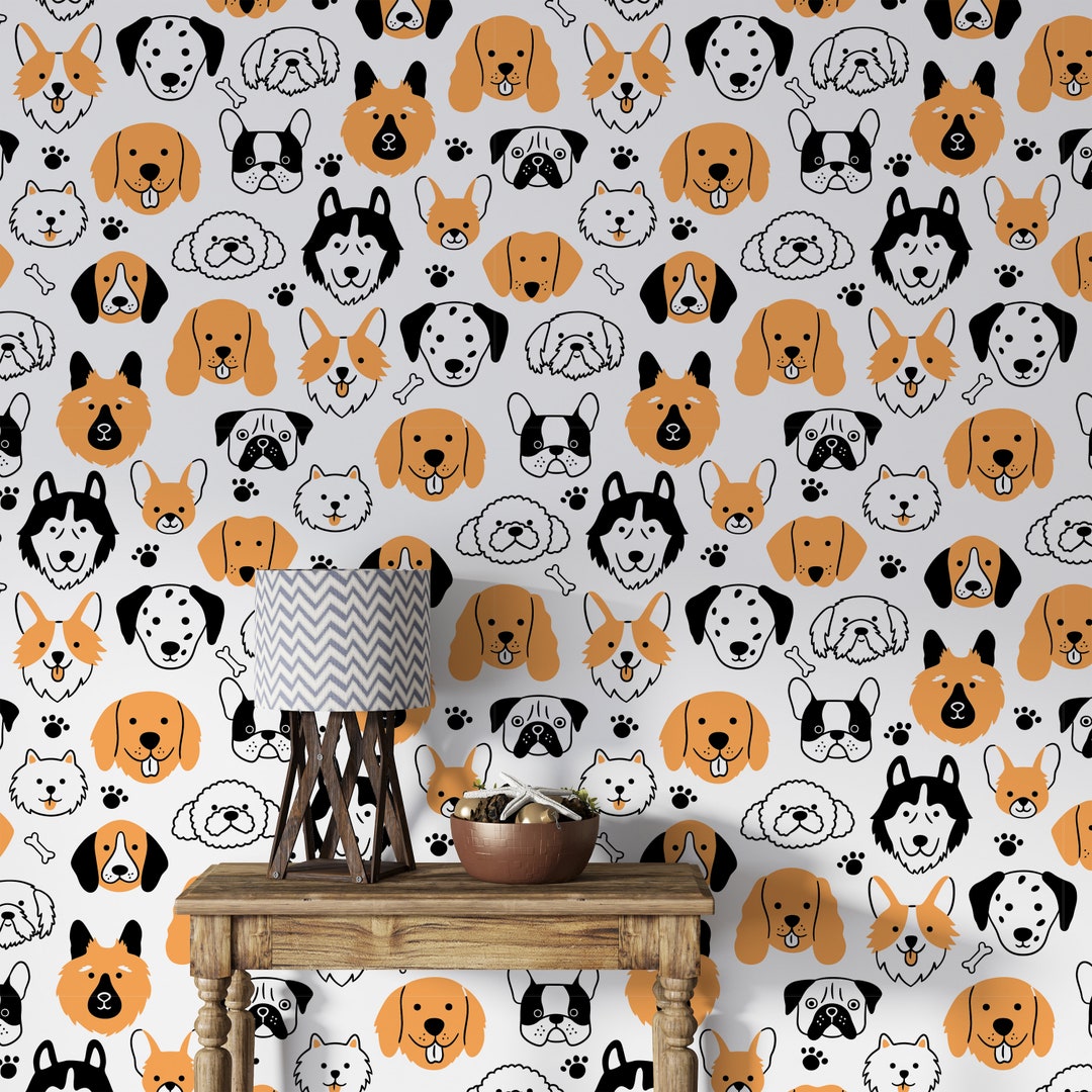 Pets Wallpaper Dog Wallpaper Dog Peel and Stick Grooming Salon - Etsy