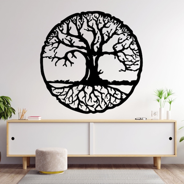 Large Round Tree of Life Wall Art Tree Wall Decal, Tree Art, Tree of life wall art Tree Wall Decor Tree Wall Sticker 1209EZ