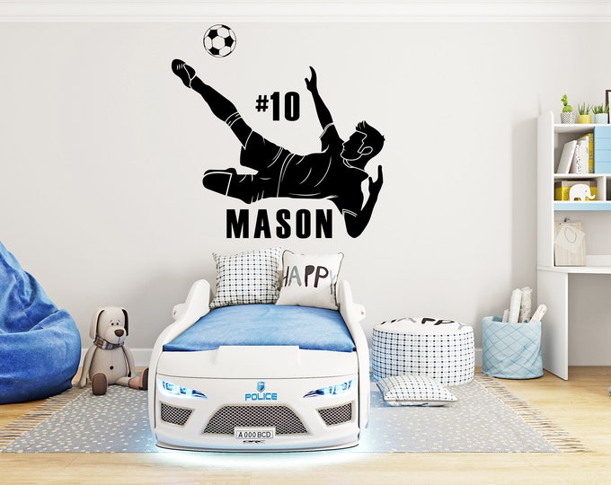 Personalized Name Soccer Wall Decor Ball Wall Decal Soccer Ball Player Wall Sticker Soccer Wall Decor 1560EZ