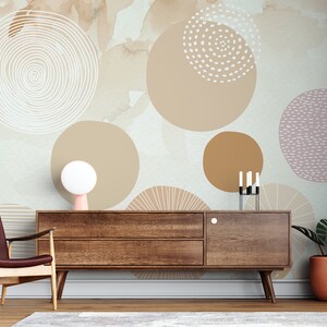Beige Boho Style Self Adhesive Wallpaper - Neutral Peel and Stick Modern Decor - Scandinavian Design Removable Temporary Wall Decal 1693EZ