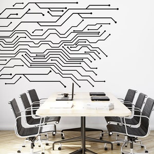 Circuit Board Office Wall Decal, Technology Vinyl Wall Art Decals, Gamer Room Decal, Computer IT Decor, Software Wall Sticker Office 1761EZ