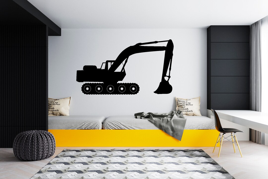 Construction Excavator Wall Decal Heavy Construction Wall Etsy