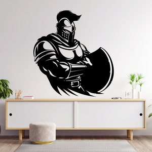Spartan Wall Decal Custom Personalized Gift Spartan Warrior Wall Decor Gladiator Wall Art Game Room Nursery Boys Room Sticker Decor 1922EZ