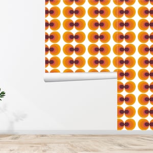 60s 70s Retro Wallpaper Floral Wallpaper Vintage Wallpaper Seamless Wall Decor Vintage Fabric Removable Self Adhesive Wallpaper 636EZ image 1