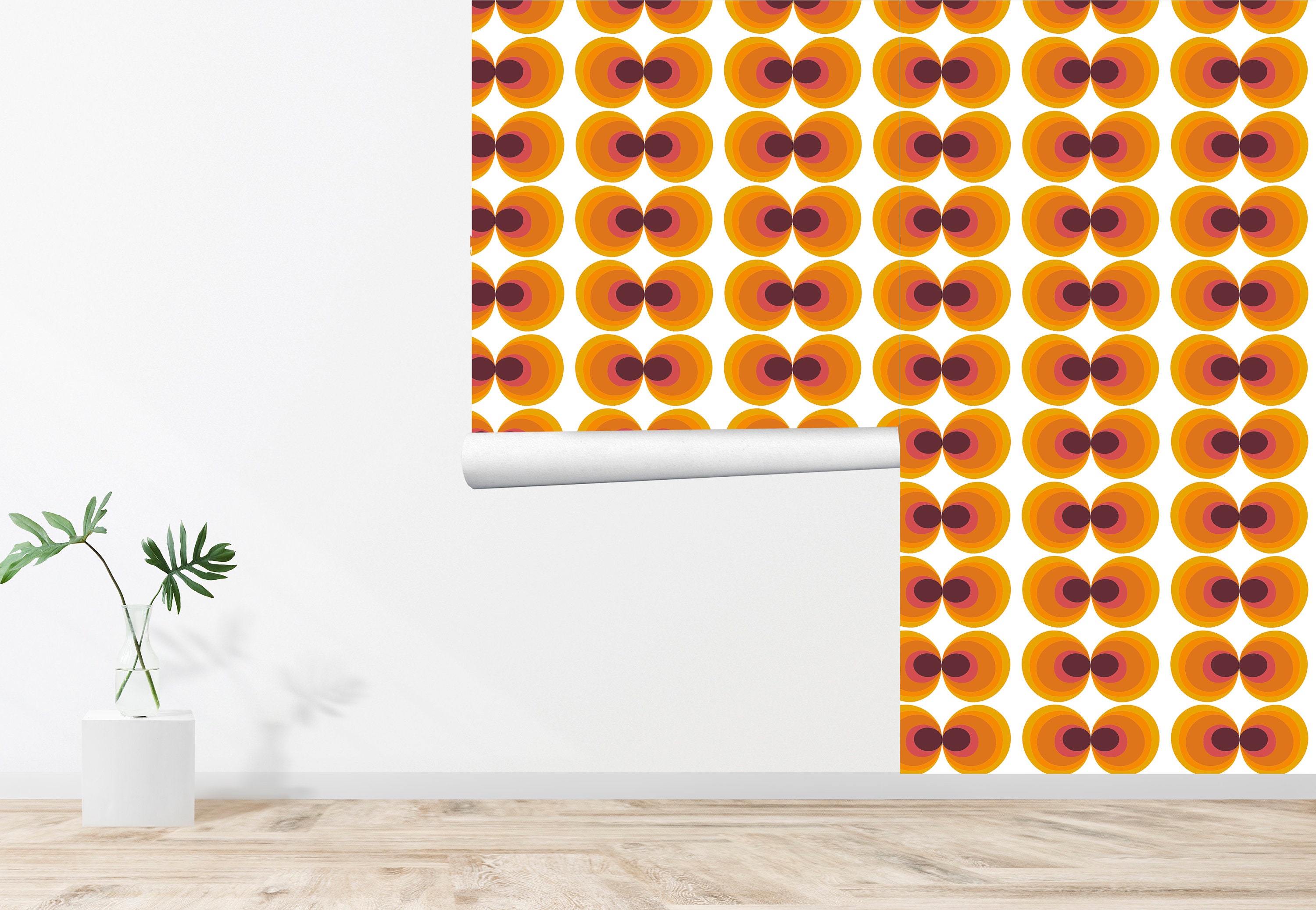 60s 70s Retro Wallpaper Floral Wallpaper Vintage Wallpaper - Etsy 日本