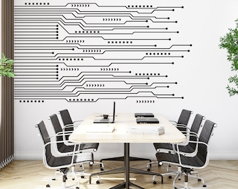 Circuit Board Decal Office Wall Art Decal, Technology Vinyl Wall Art Decals, Tech Decals, Computer IT Decor, Software Wall Sticker 1220EZ
