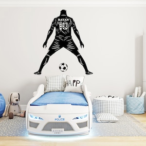 Large Custom Name Soccer Ball Wall Decal Wheel Football Decal Personalized Soccer Vinyl Wall Sticker-Boy Room 914EZ
