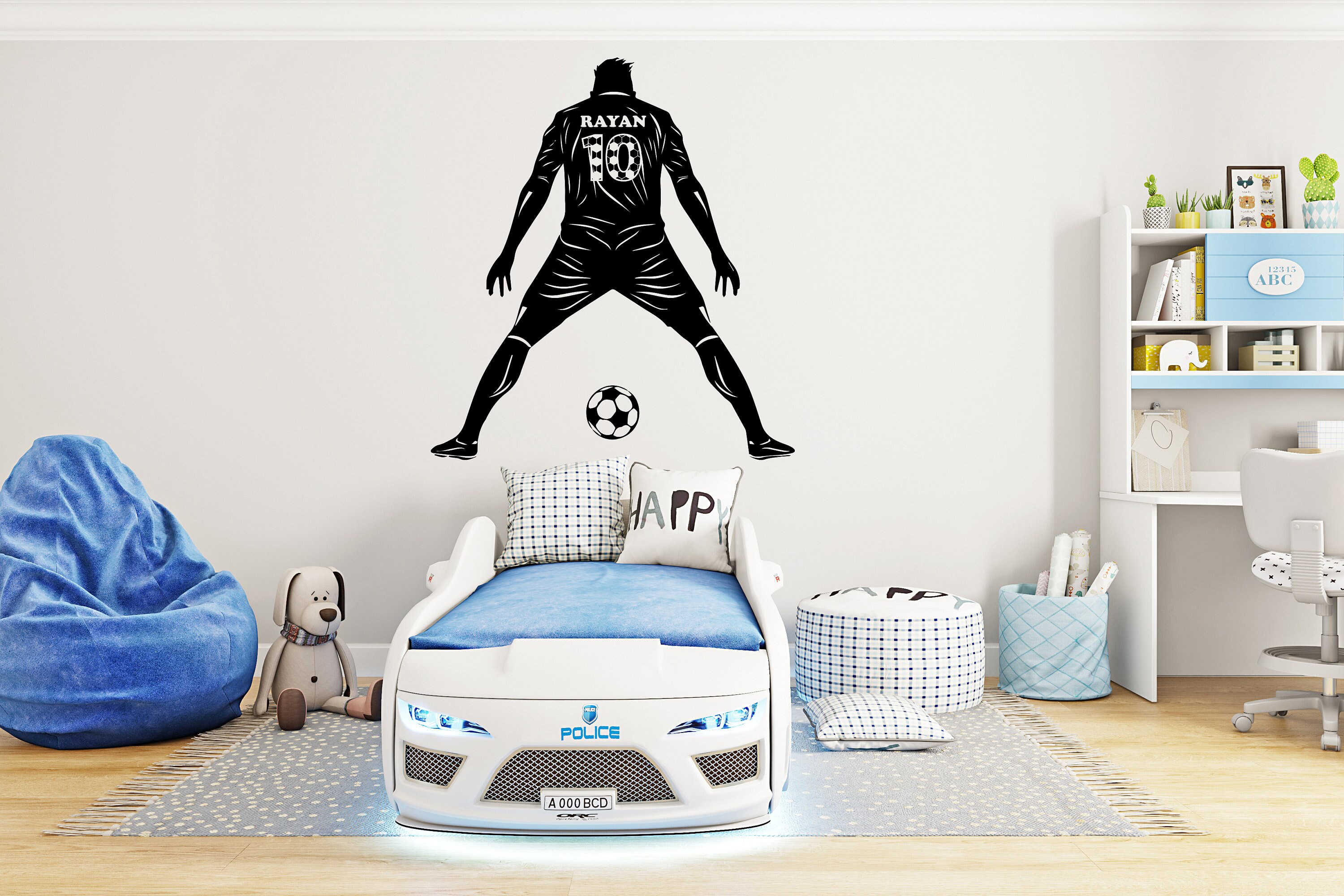 Large Custom Name Soccer Ball Wall Decal Wheel Football Decal Personalized Soccer Vinyl Wall Sticker-Boy Room 914EZ