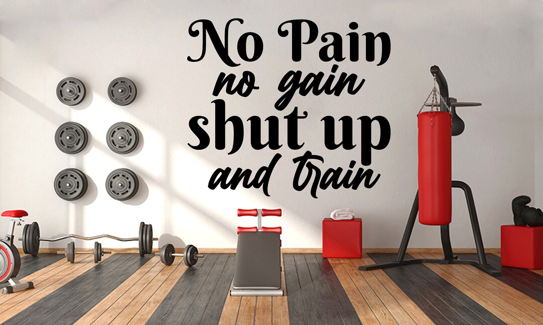 No Pain No Gain Gym Wall Stickers Quote Vinyl Decals Fitness Wall Art ...