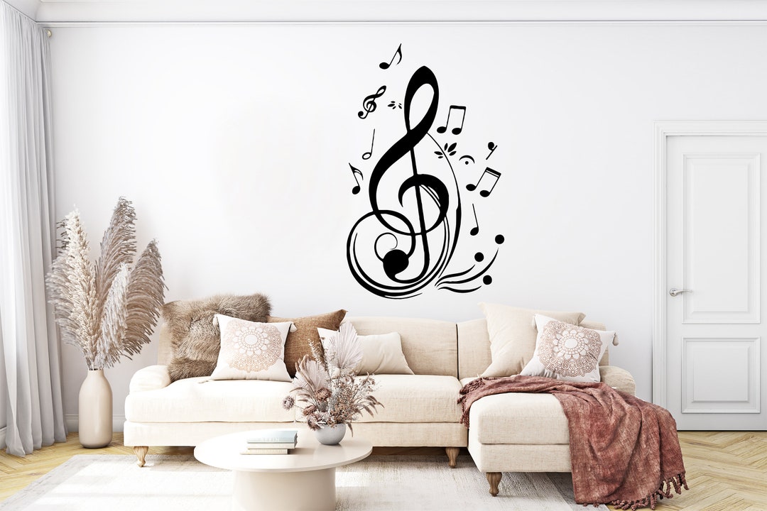 Artibetter Musical Note Wall Stickers – Removable Vinyl Decals For Bedroom, Living Room (Heart Shape Design)