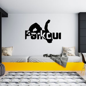 Parkour Wall Decal Silhouet Vrij lopende muur sticker SG1530