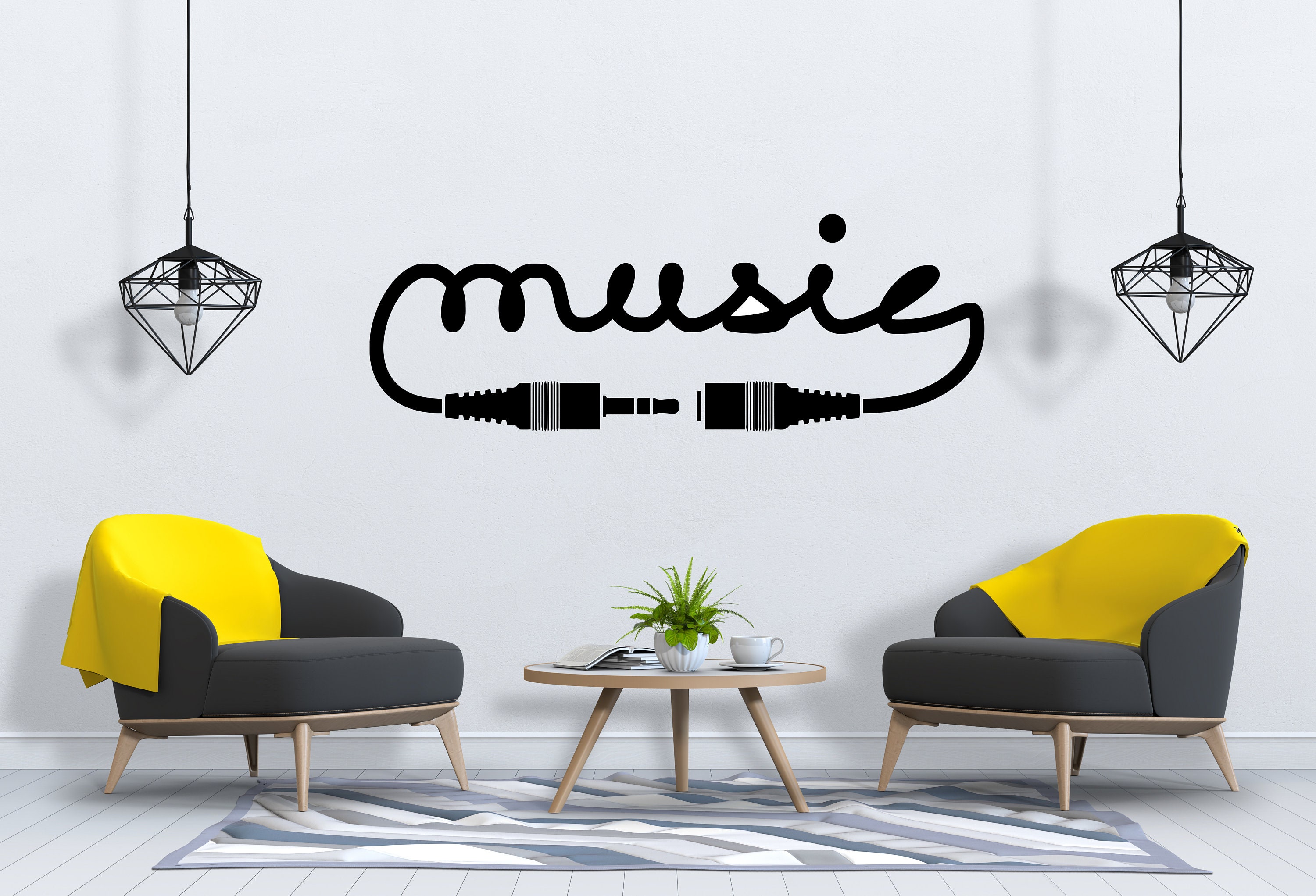 Minimal Music Notes Wall Decal | Music Vinyl Art Sticker | Studio Decor ...